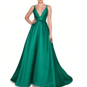 Ieena Mac Duggal V Neckline Gown Dress